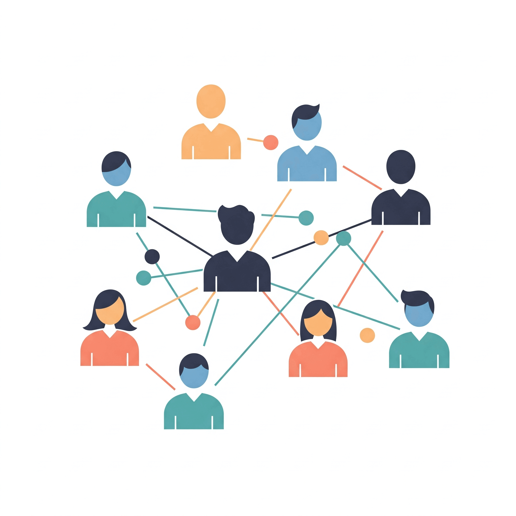 Creative illustration showing diverse team member icons of different backgrounds, genders, and abilities interconnected in a colorful network representing inclusive team naming principles